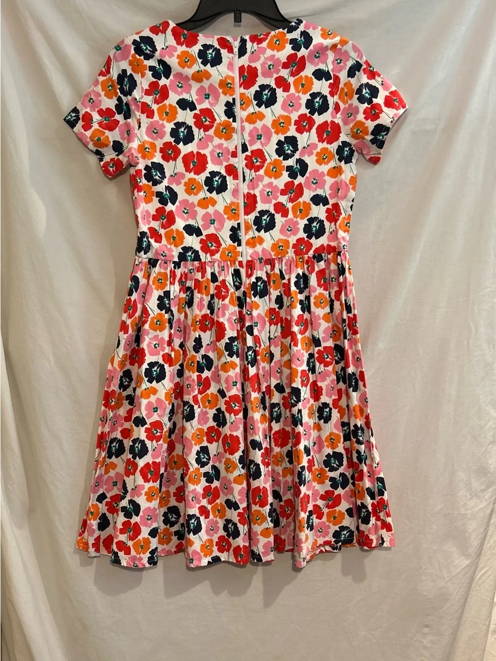 Lands' End Girls 14 Peony Flower Short Sleeve Fit & Flare Classic Cotton Dress